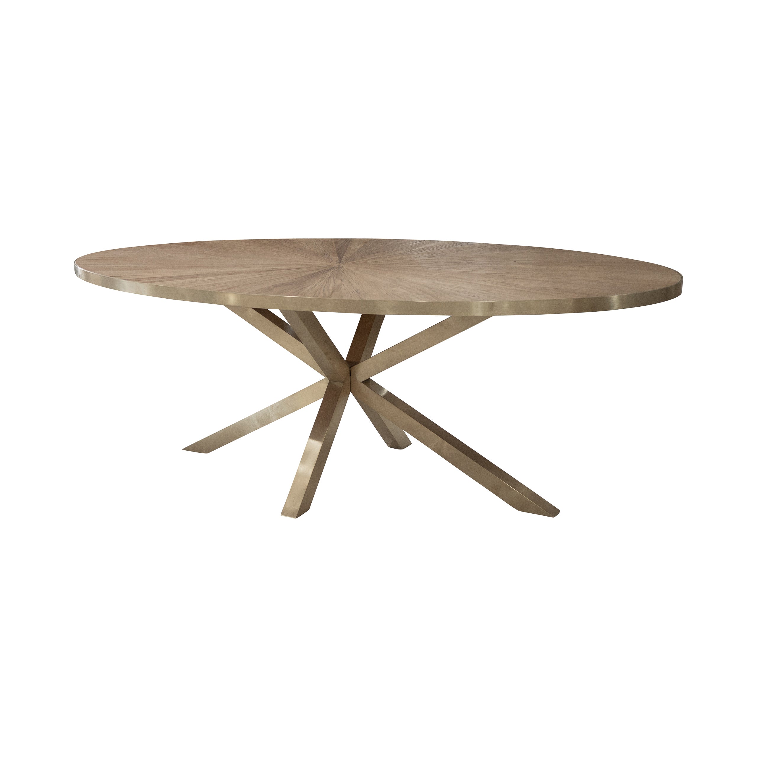 Elm Oval Dining Table with Gold Base